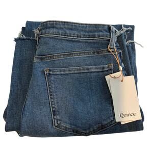 NWT Quince Bella Stretch Wide Leg Jeans Twilight Blue Fray Size 29x30 Minimalist